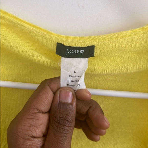 J.Crew Womens Cropped Sz L Yellow Ruffle Cardigan Linen Lightweight Cottagecore - Picture 5 of 5